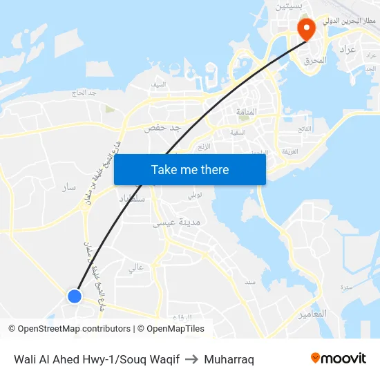 Wali Al Ahed Hwy-1/Souq Waqif to Muharraq map