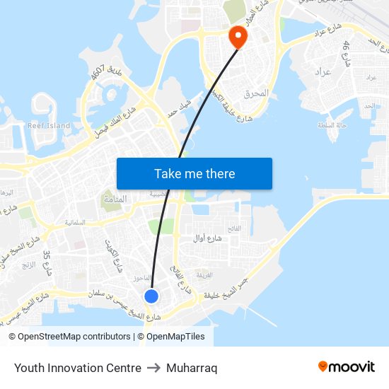 Youth Innovation Centre to Muharraq map