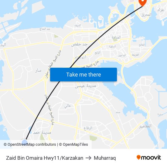 Zaid Bin Omaira Hwy11/Karzakan to Muharraq map