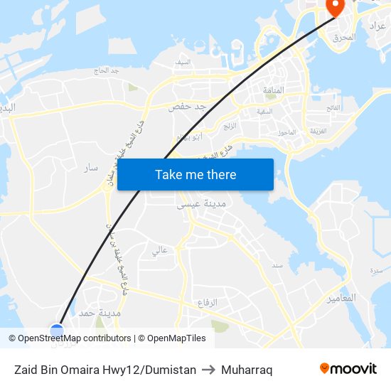 Zaid Bin Omaira Hwy12/Dumistan to Muharraq map