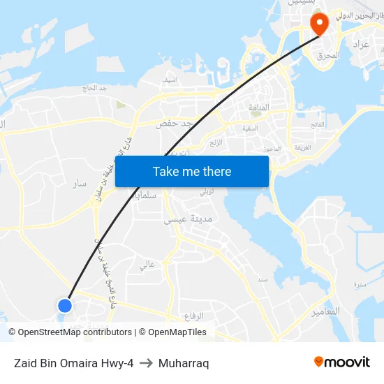 Zaid Bin Omaira Hwy-4 to Muharraq map