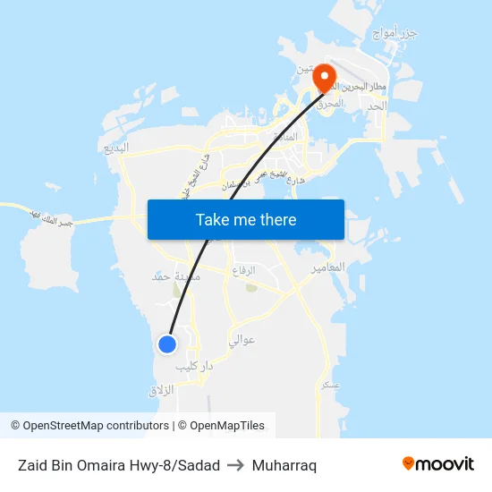 Zaid Bin Omaira Highway-8/Sadad to Muharraq map