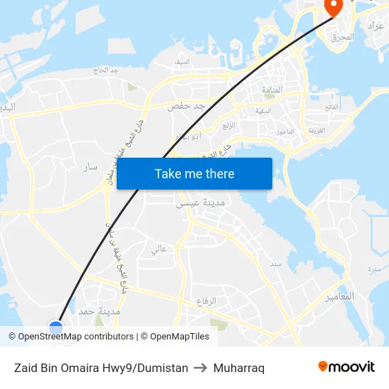 Zaid Bin Omaira Hwy9/Dumistan to Muharraq map