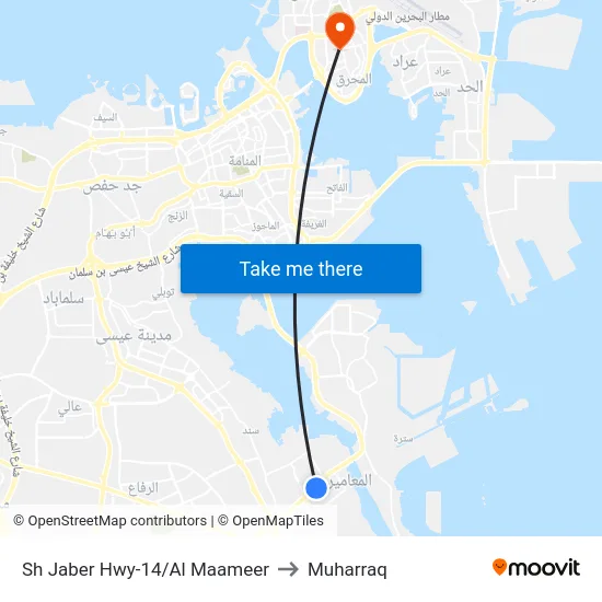 Sh Jaber Hwy-14/Al Maameer to Muharraq map