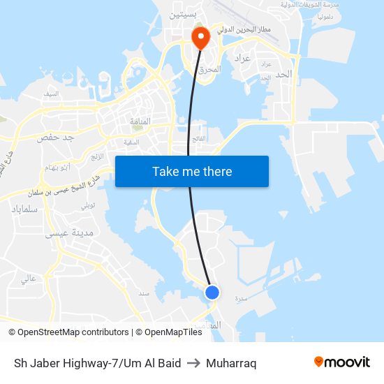 Sh Jaber Highway-7/Um Al Baid to Muharraq map