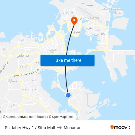 Sh Jaber Hwy-1 / Sitra Mall to Muharraq map