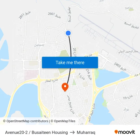 Avenue20-2 / Busaiteen Housing to Muharraq map