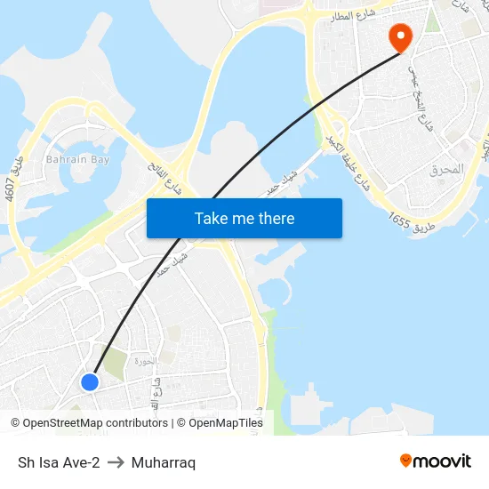 Sh Isa Ave-2 to Muharraq map