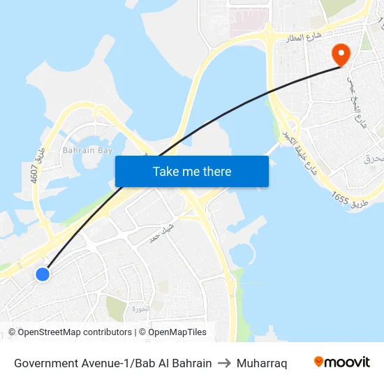 Government Avenue-1/Bab Al Bahrain to Muharraq map