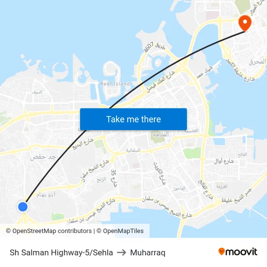Sh Salman Highway-5/Sehla to Muharraq map