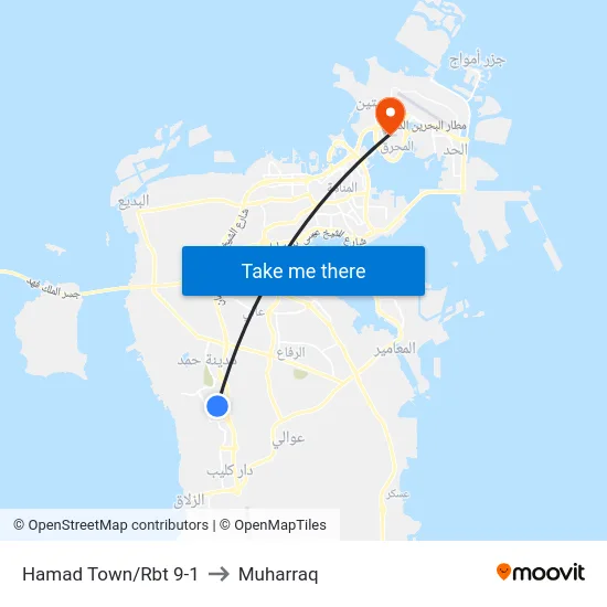Hamad Town/Rbt 9-1 to Muharraq map