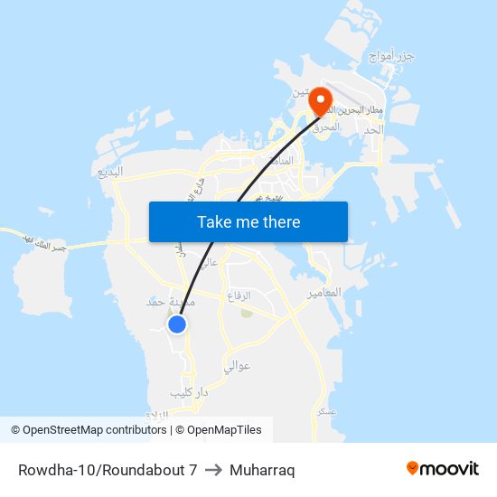 Rowdha-10/Roundabout 7 to Muharraq map