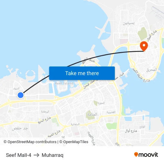 Seef Mall-4 to Muharraq map