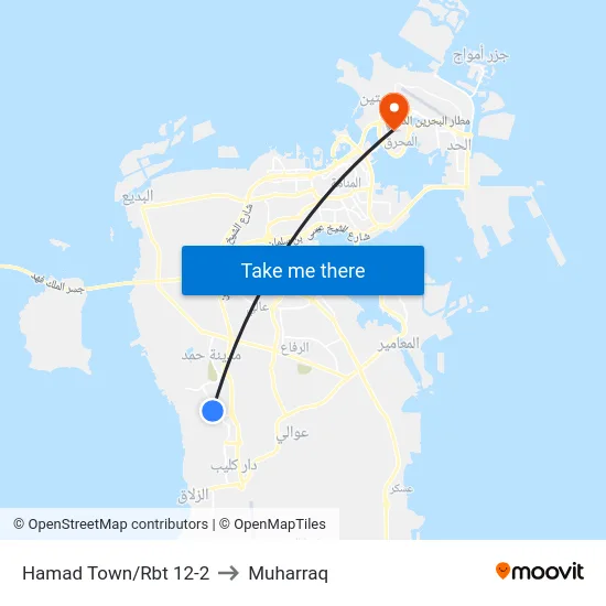 Hamad Town/Rbt 12-2 to Muharraq map
