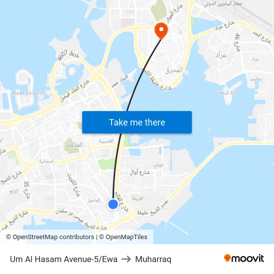 Um Al Hasam Avenue-5/Ewa to Muharraq map