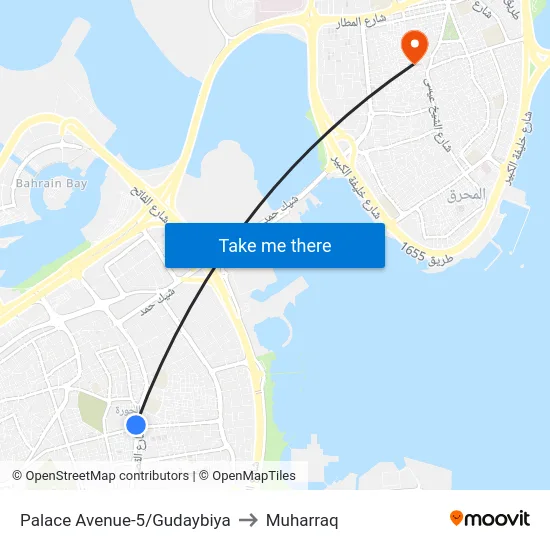 Palace Avenue-5/Gudaybiya to Muharraq map