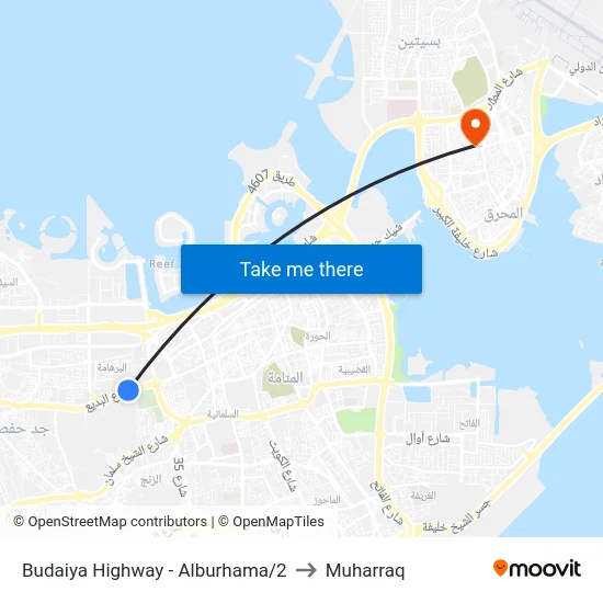 Budaiya Highway - Alburhama/2 to Muharraq map