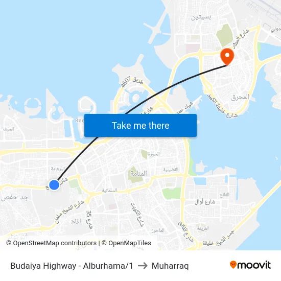 Budaiya Highway - Alburhama/1 to Muharraq map