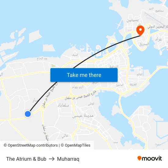 The Atrium & Bub to Muharraq map