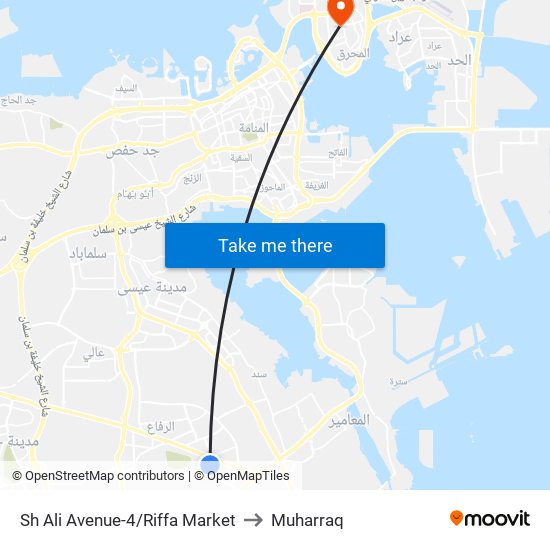 Sh Ali Avenue-4/Riffa Market to Muharraq map