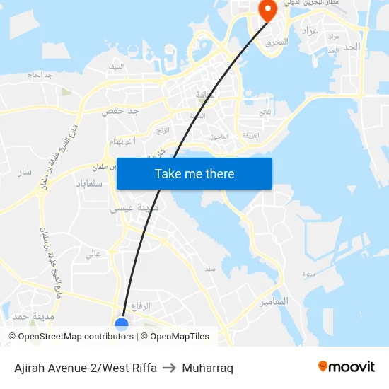Ajirah Avenue-2/West Riffa to Muharraq map