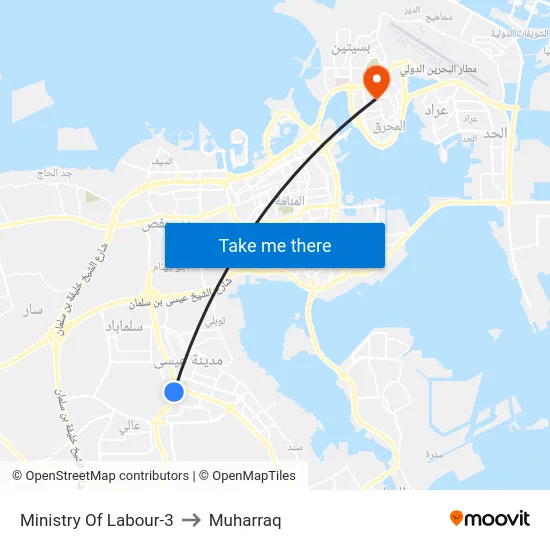 Ministry Of Labour-3 to Muharraq map