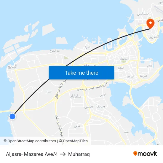 Aljasra- Mazarea Ave/4 to Muharraq map
