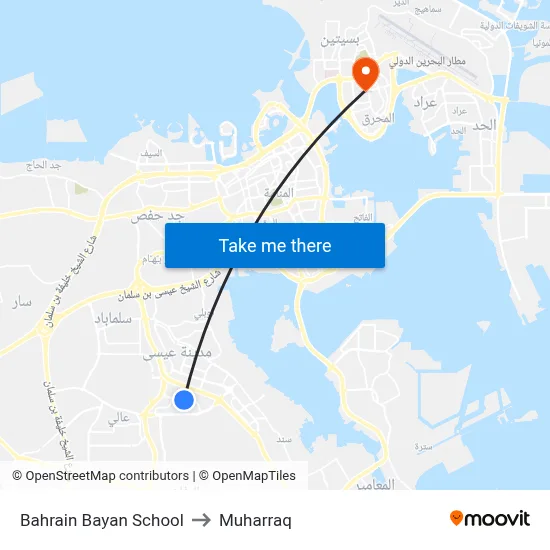 Bahrain Bayan School to Muharraq map