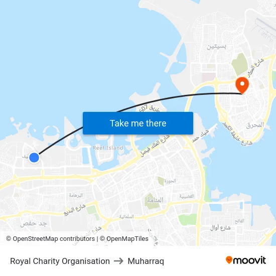 Royal Charity Organisation to Muharraq map