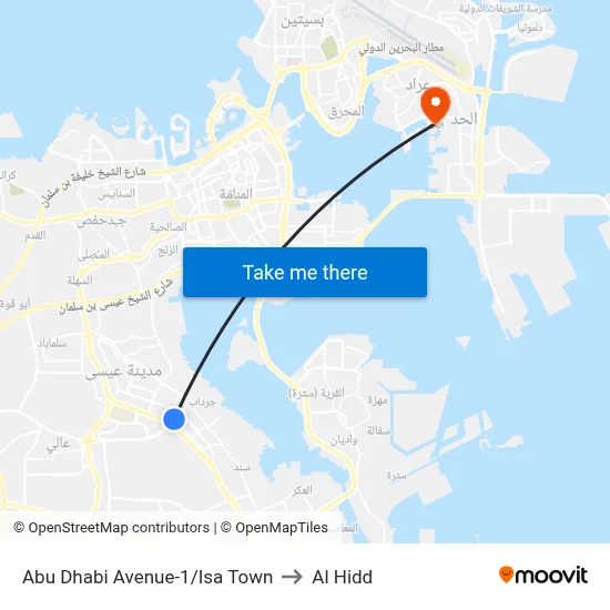 Abu Dhabi Avenue-1/Isa Town to Al Hidd map