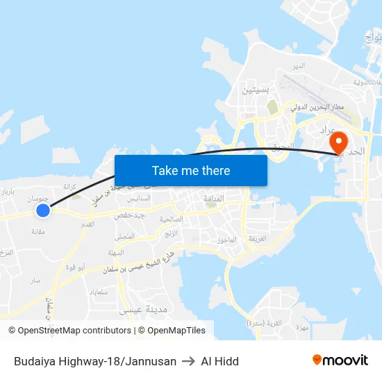 Budaiya Highway-18/Jannusan to Al Hidd map