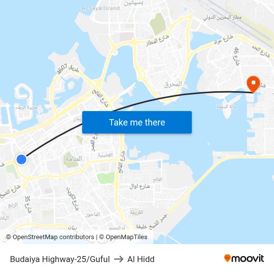 Budaiya Highway-25/Guful to Al Hidd map