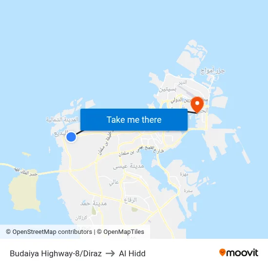 Budaiya Highway-8/Diraz to Al Hidd map
