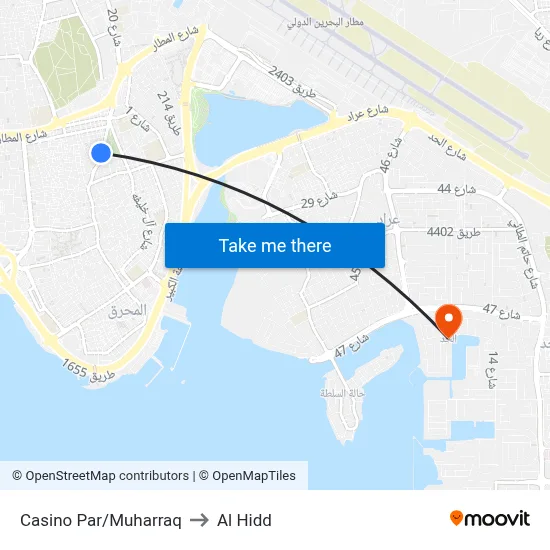 Casino Par/Muharraq to Al Hidd map