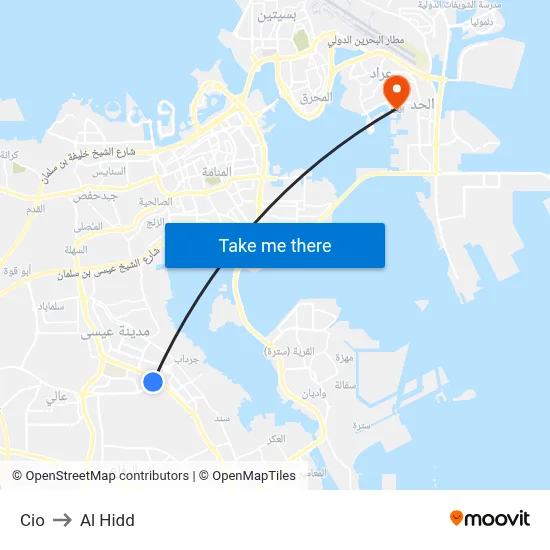Cio to Al Hidd map