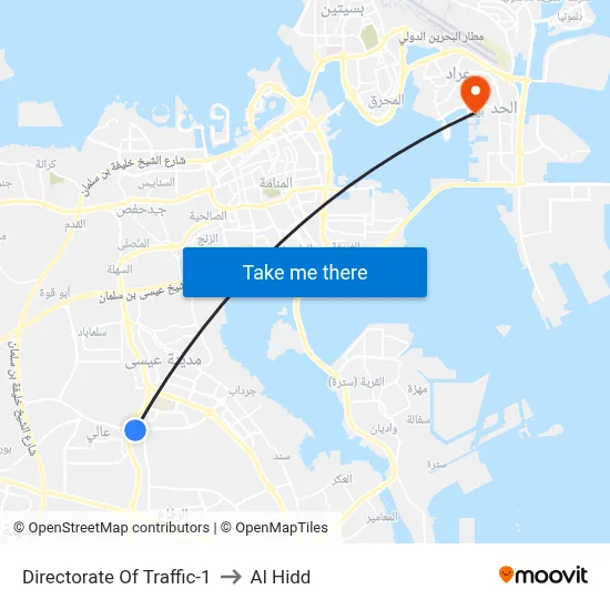 Directorate Of Traffic-1 to Al Hidd map