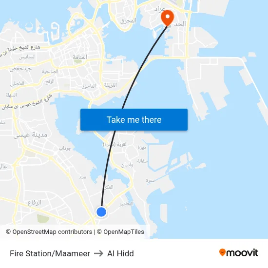 Fire Station/Maameer to Al Hidd map