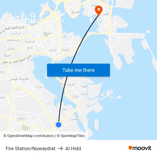 Fire Station/Nuwaydrat to Al Hidd map