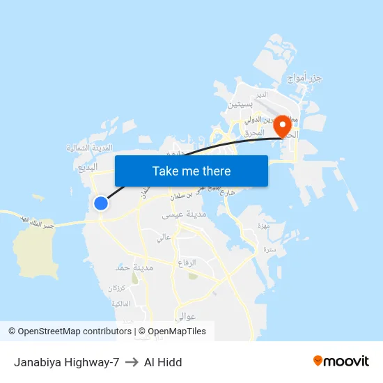 Janabiya Highway-7 to Al Hidd map