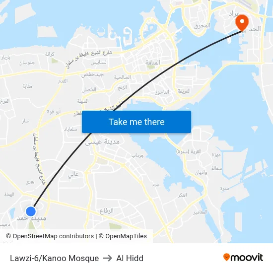 Lawzi-6/Kanoo Mosque to Al Hidd map