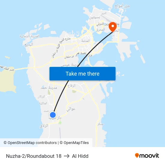 Nuzha-2/Roundabout 18 to Al Hidd map
