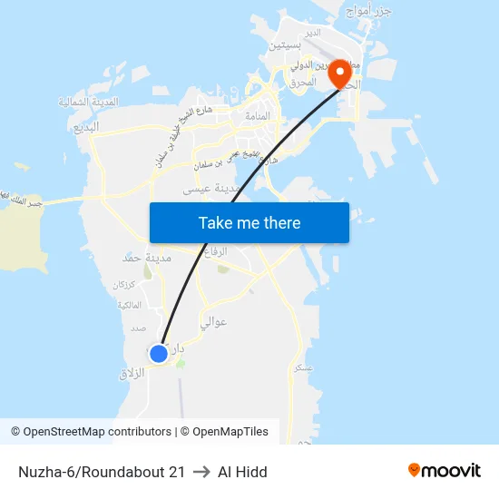 Nuzha-6/Roundabout 21 to Al Hidd map