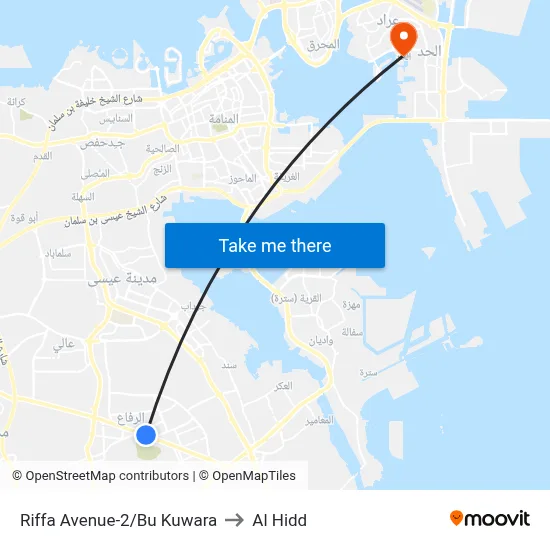 Riffa Avenue-2/Bu Kuwara to Al Hidd map