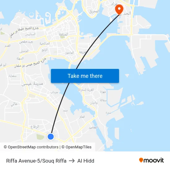 Riffa Avenue-5/Souq Riffa to Al Hidd map