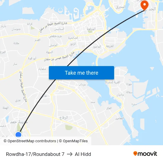 Rowdha-17/Roundabout 7 to Al Hidd map