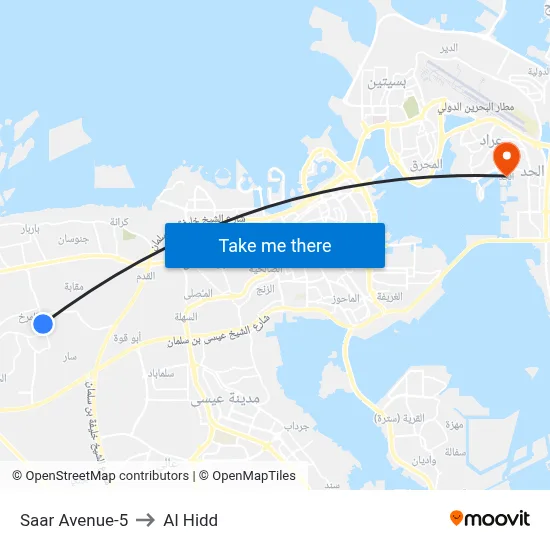 Saar Avenue-5 to Al Hidd map