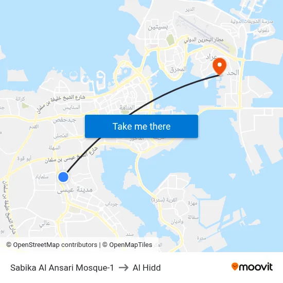 Sabika Al Ansari Mosque-1 to Al Hidd map