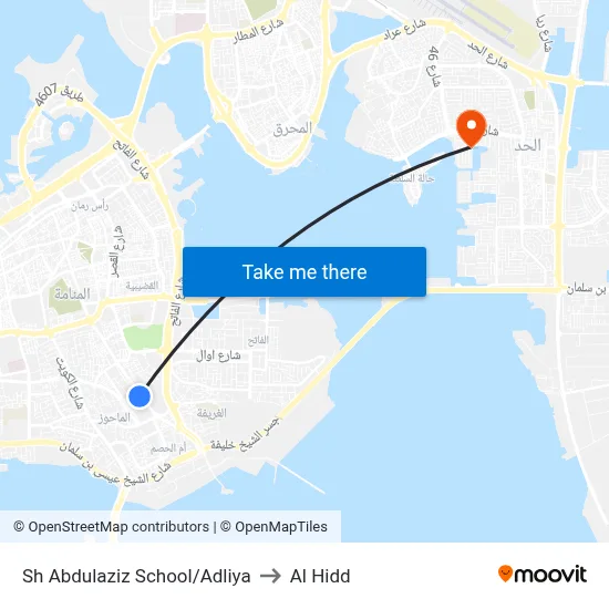 Sheikh Abdulaziz School/Adliya to Al Hidd map