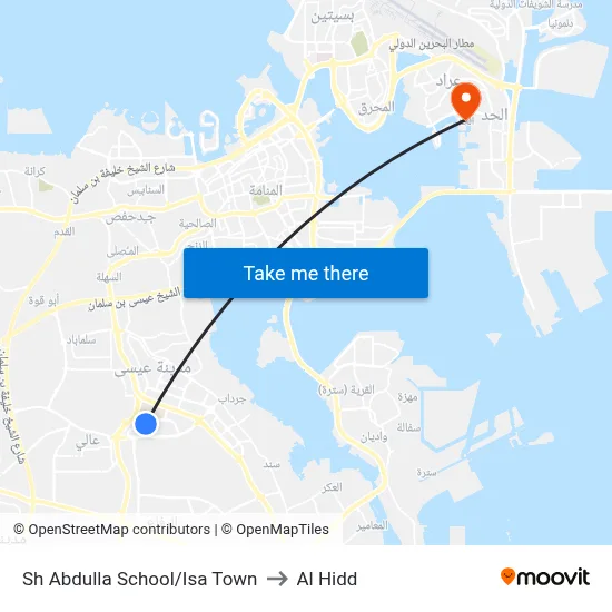 Sheikh Abdulla School/Isa Town to Al Hidd map