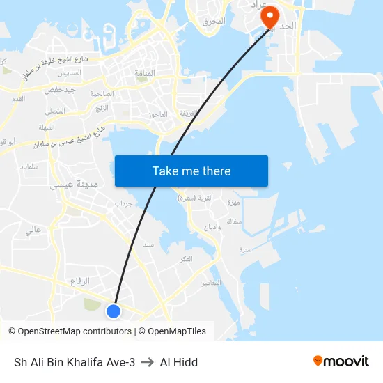 Sheikh Ali Bin Khalifa Avenue-3 to Al Hidd map